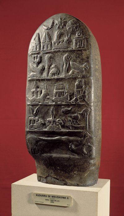 Kudurru del re Melishikhu II che raffigura emblemi babilonesi, da Susa da Mesopotamian